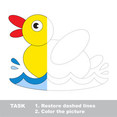 Half tracing game to be colored, vector trace game for kids.