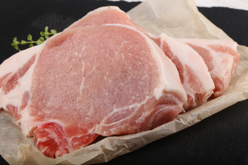 Raw pork steak