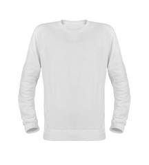 White T-shirt with long sleeves isolated on white background