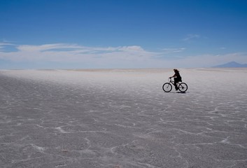 Salt flats Bolivia bike