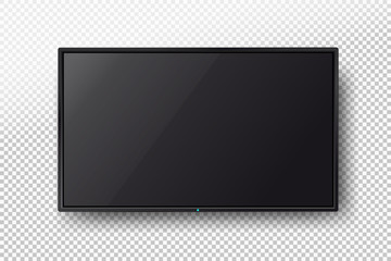 TV, modern blank screen lcd, led. Vector illustration. Isolated on transparent background.