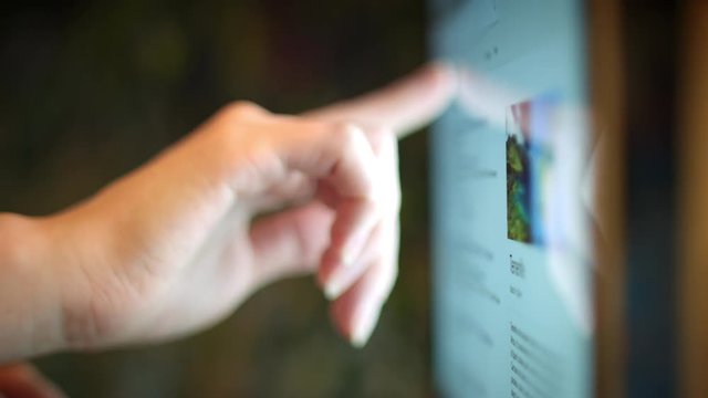 4k Device Close-up of Finger Searching Touch Screen
