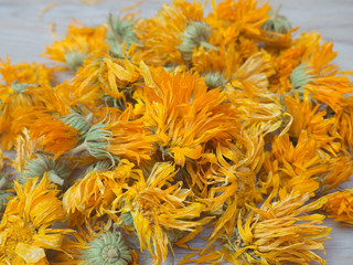 Dried marigold flowers