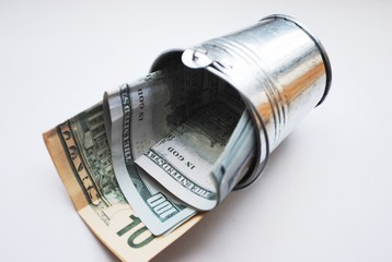 a full bucket of money
