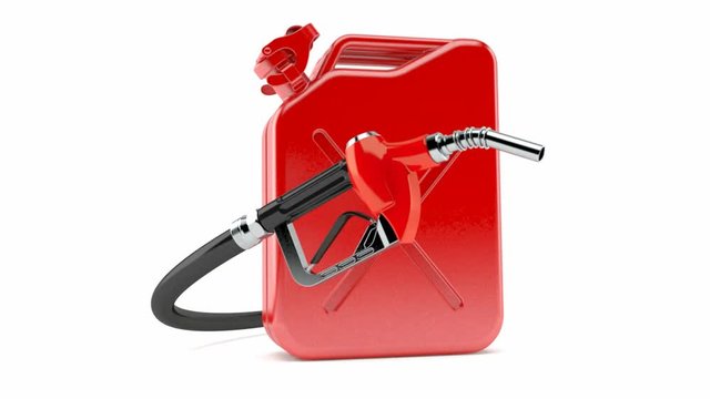 Gasoline nozzle with canister isolated on white background