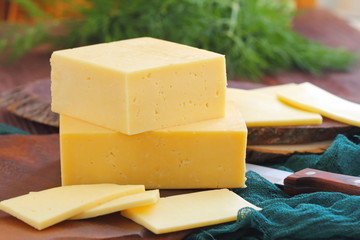 Piece of cheese on the table