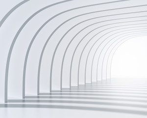 White arch shaped tunnel. 3d render