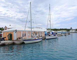 Fototapeta na wymiar Sailboats in harbor at St. George's, Bermuda