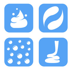 Vector icon : White moisturizer and collagen Foam Cream Mousse Soap bubble and Lotion