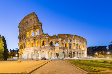 Fototapeta na wymiar Night at The Colosseum landmark in Rome, Italy.