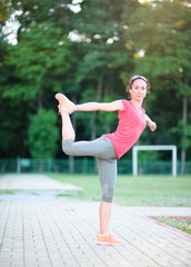 Woman athlete stretching before Fitness and Exercise, Outdoor
