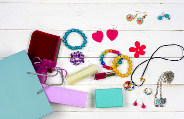 Woman's cosmetics and accessories