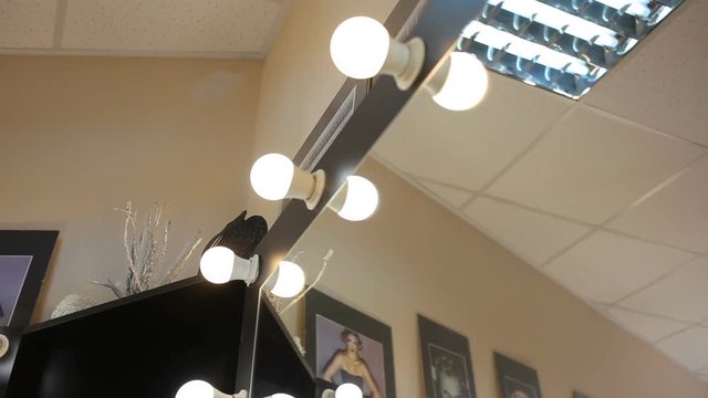 Make-up artists mirrors with light bulbs