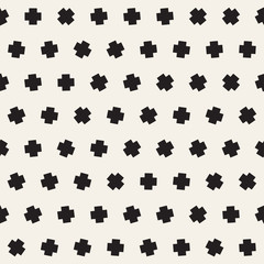 Geometric Scattered Shapes. Vector Seamless Black and White Pattern
