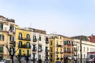 Fototapeta na wymiar NAPLES, ITALY - January 28, 2017 : Street view of old town in Naples city. January 28, 2017, Naples, Italy