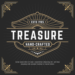 Vintage line frame design for labels, banner, logo, emblem, apparel, t- shirts, sticker and other design object. Vector illustration