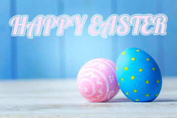 Easter eggs on wooden background