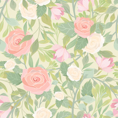 Seamless pattern with roses. Vector pattern with tender flowers