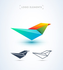 Vector origami 3d bird logo