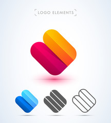 Vector abstract origami style 3d logo icons. Application sign.