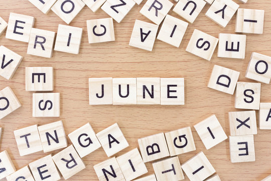 June words with wooden blocks