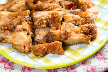 wok fried chicken stir fry with sweet peppers and chinese vegetables