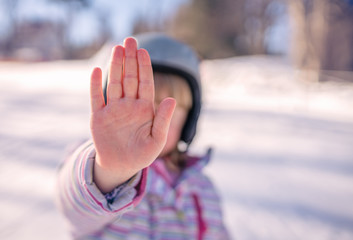 Girl saying stop