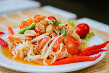 Closeup Papaya hot salad or what we called 