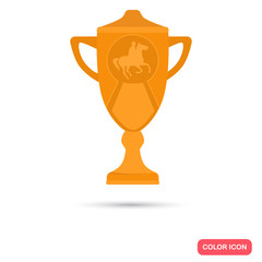 Cup of the champion in horse racing color flat icon for web and mobile design