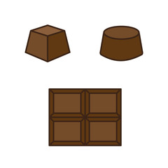 Set of chocolate icons. Sweet food vector set. Chocolate vector sign