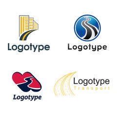 Road, transport . Abstract element set of logo templates