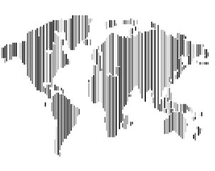 Isolated striped black and white color worldmap background, earth vector illustration