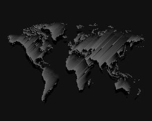 Isolated black color worldmap of lines background, earth vector illustration