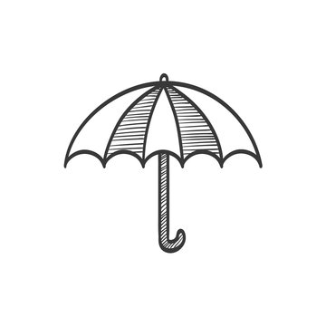 Umbrella vector sketch icon