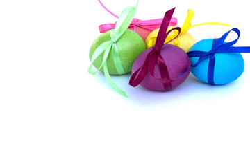Easter egg with colored ribbons