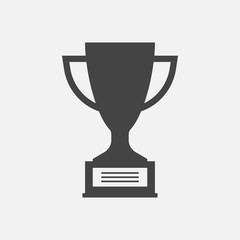 Trophy cup flat vector icon. Simple winner symbol. Black illustration isolated on white background.