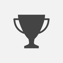 Trophy cup flat vector icon. Simple winner symbol. Black illustration isolated on white background.