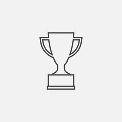 Trophy cup flat vector icon in line style. Simple winner symbol. Black illustration isolated on white background.