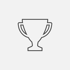 Trophy cup flat vector icon in line style. Simple winner symbol. Black illustration isolated on white background.