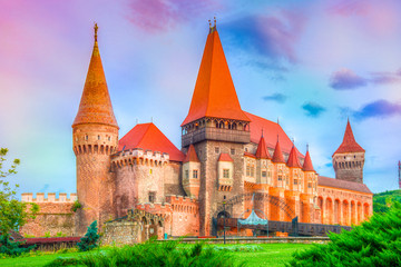 Fototapeta premium Medieval Hunyad Corvin castle, Hunedoara town,Transylvania regiom,Romania,Europe