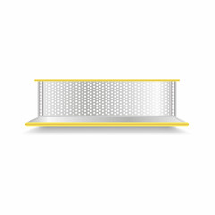 Empty supermarket shelf. Realistic vector showcase with yellow backlight