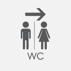 WC, toilet flat vector icon . Men and women sign for restroom on white background.
