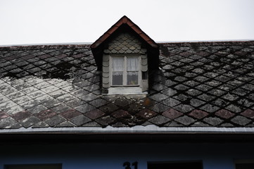 old roof in small village - obrazy, fototapety, plakaty