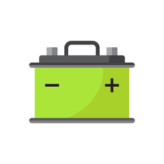 Car battery flat vector icon isolated on white background. Auto accumulator battery energy power illustration.