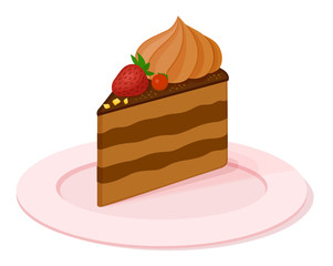 Cake with fruit garnish and chocolate