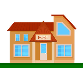 Post front view on nature background, vector illustration