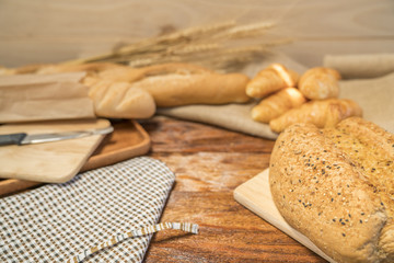 bread on wood background