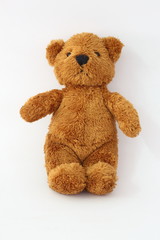 Obraz premium Brown teddy bear on a white background.
