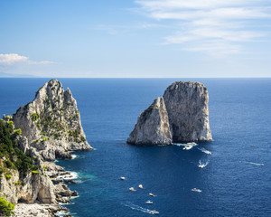 Fototapeta na wymiar Rocks and small islands in the sea from Capri
