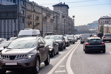 Cars in a traffic jam